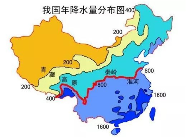 中国降水量分布图高清图片